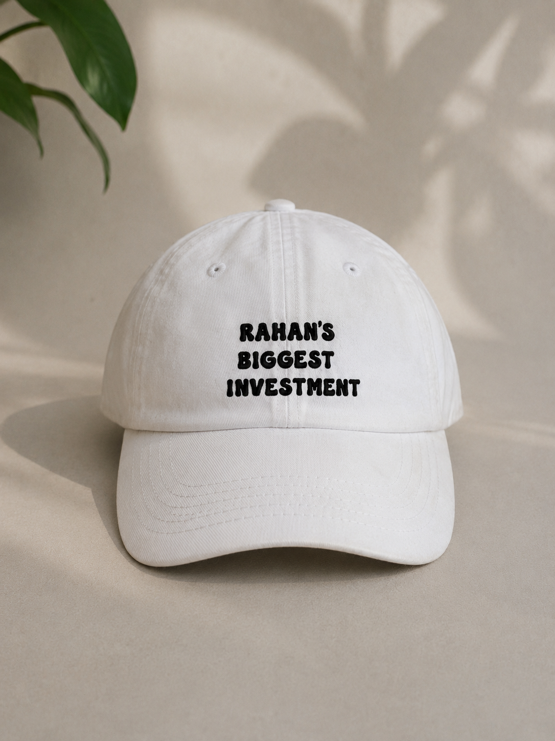 Personalised white baseball cap